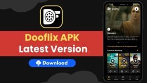 DooFlix APK v8.4 download page showing ad-free streaming on Android devices